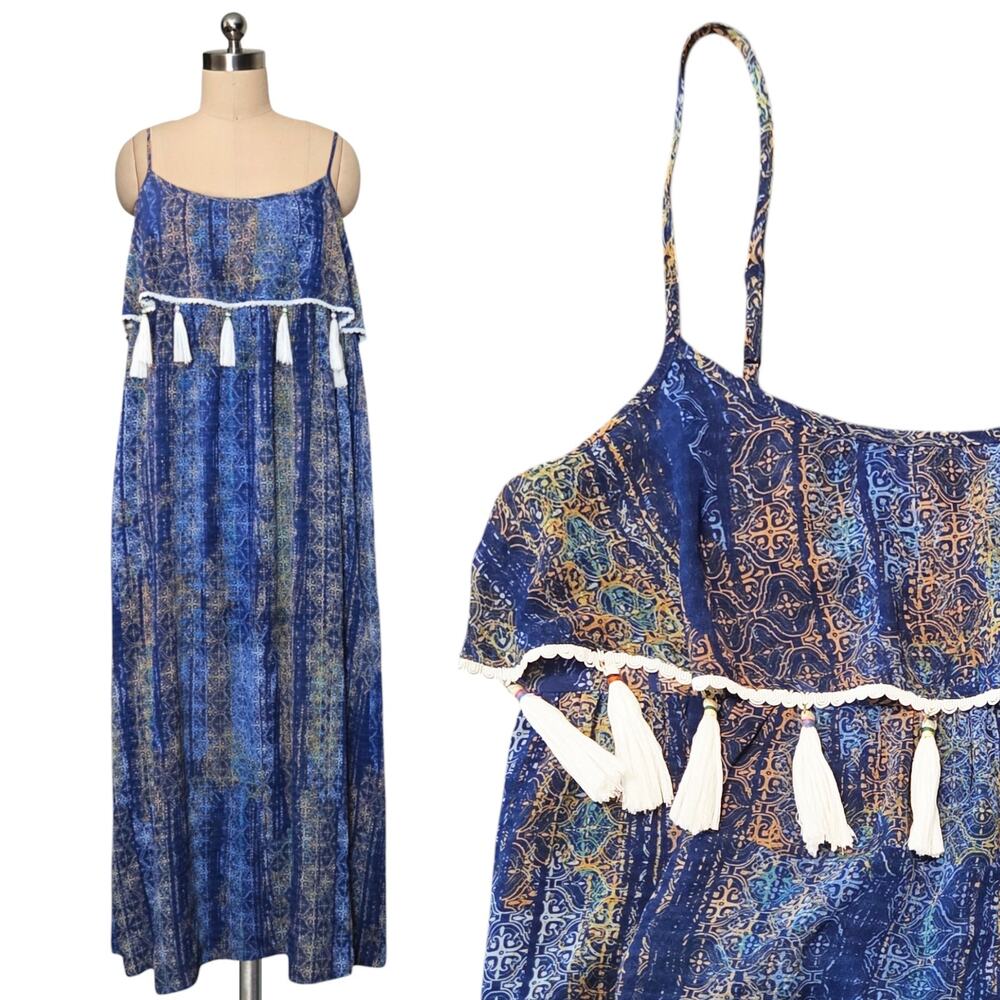 DESIGN LAB designlab Graphic print lined tassel detail maxi dress large